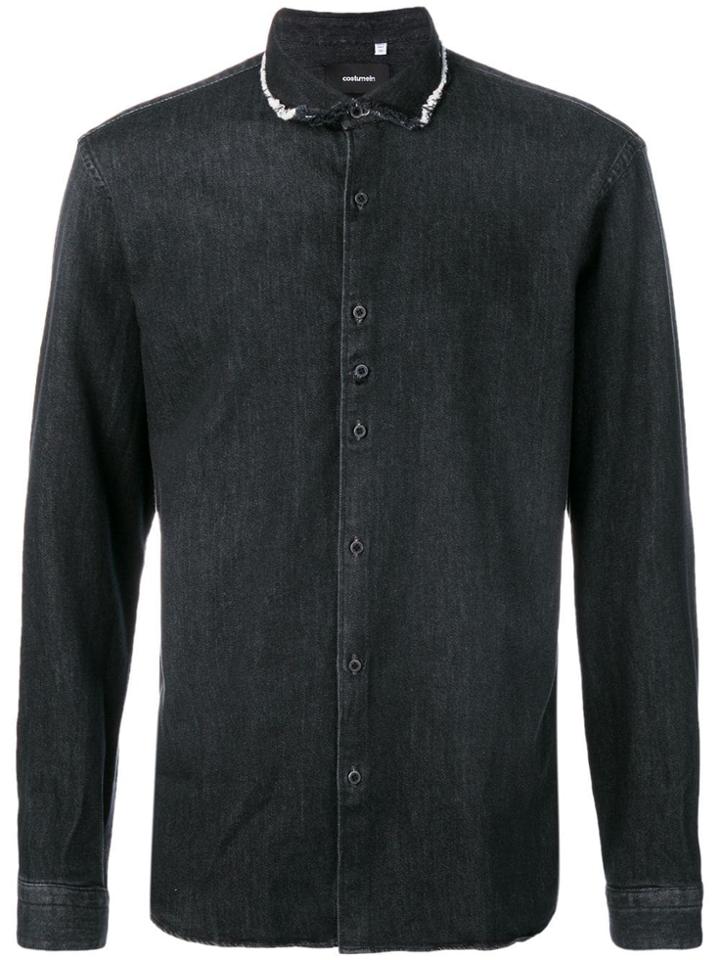 Costumein Frayed Collar Denim Shirt - Black