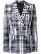 Alexander Mcqueen Check Double Breasted Blazer, Women's, Size: 42, Blue, Virgin Wool/cupro
