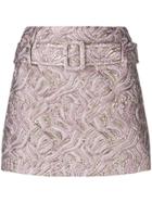 Prada Belted Jacquard Mini Skirt - Pink