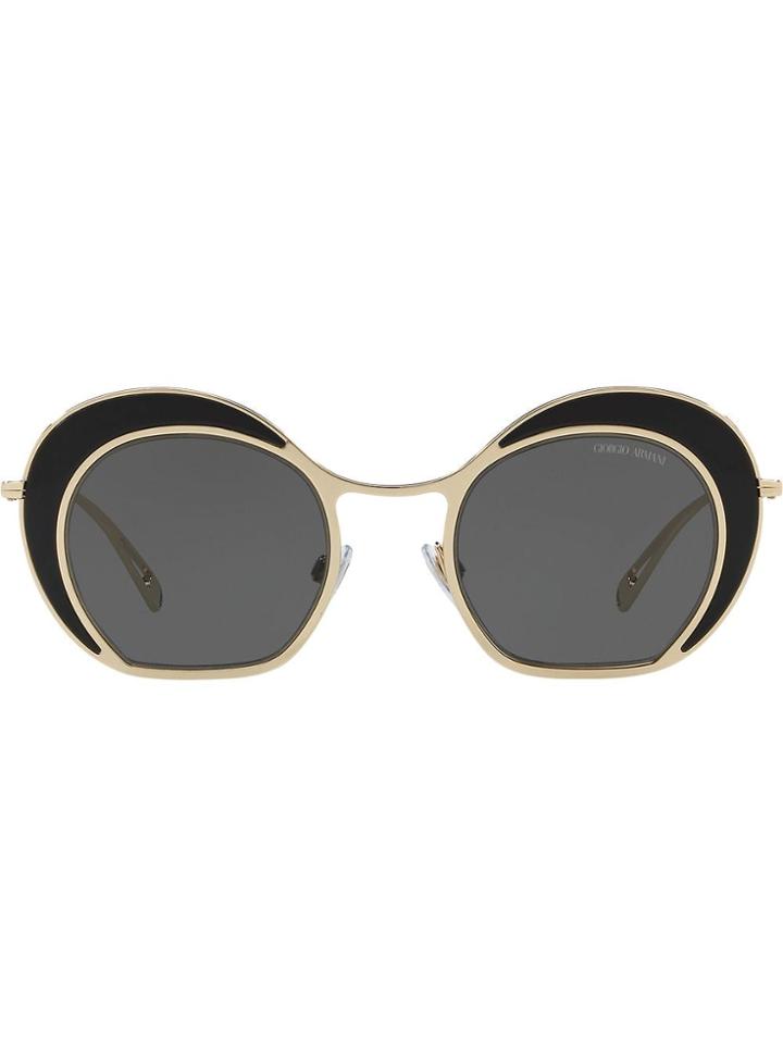 Giorgio Armani Oversized Round Frame Sunglasses - Black