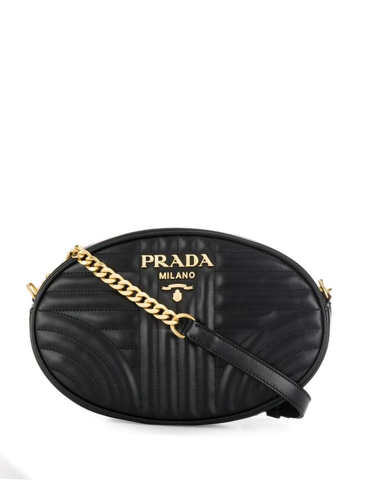 Prada Oval Diagramme Crossbody Bag - Black