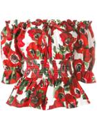 Dolce & Gabbana Off-shoulder Floral Blouse - Red