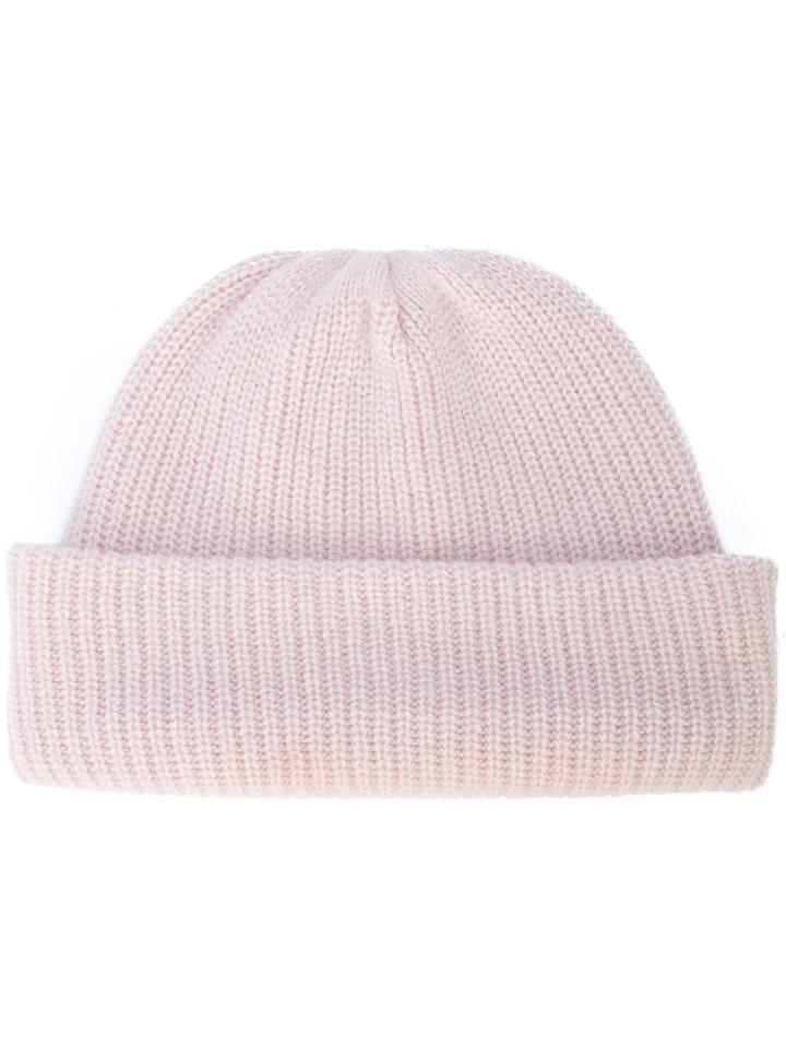 The Elder Statesman Rib Knit Beanie - Pink & Purple