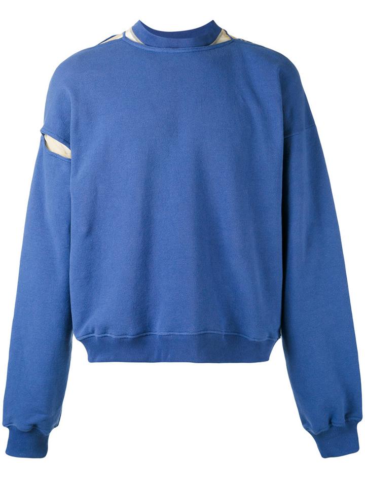 Y / Project - Cut-out Underlay Sweatshirt - Men - Cotton/spandex/elastane - S, Blue, Cotton/spandex/elastane