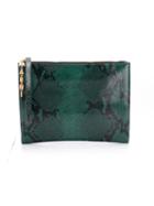 Marni Python Print Leather Pouch - Green