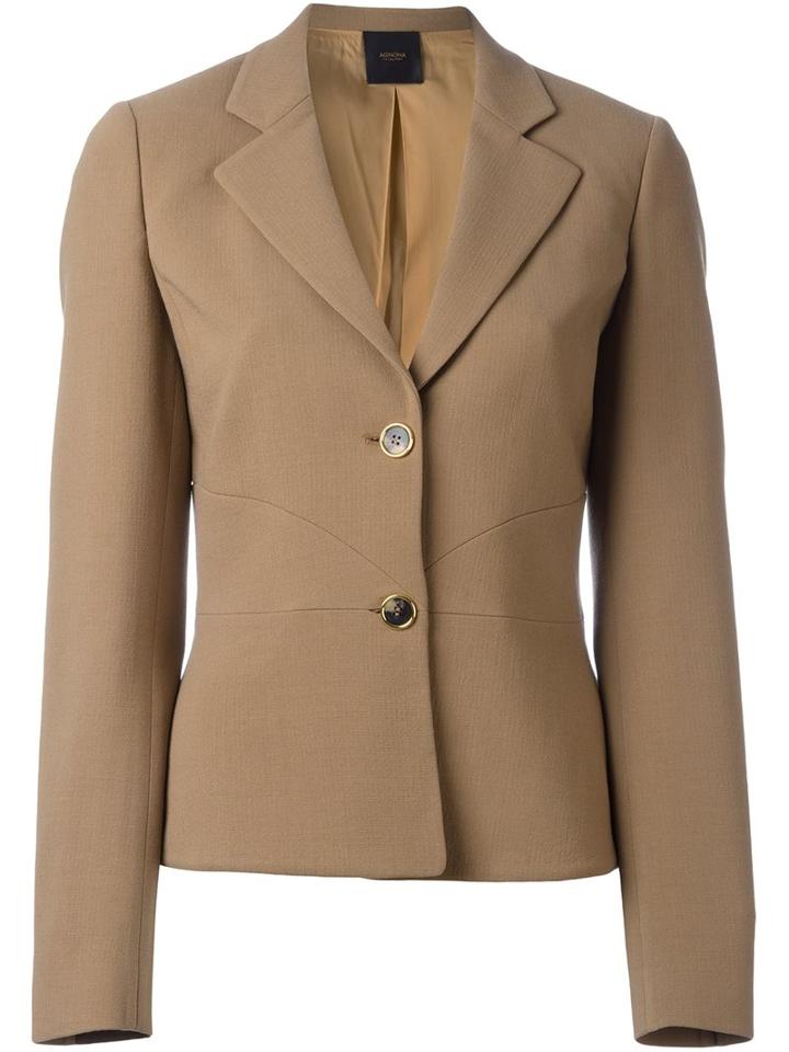 Agnona Two Button Blazer, Women's, Size: 42, Brown, Spandex/elastane/cupro/wool