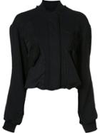 Haider Ackermann Cropped Jersey Bomber Jacket, Women's, Size: Small, Black, Cotton