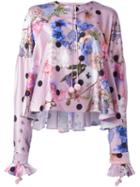 Natasha Zinko Multi Print Ruffle Sleeve Blouse