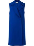 Emilio Pucci Sleeveless Double Breasted Coat, Women's, Size: 40, Blue, Silk/cupro/cashmere/virgin Wool