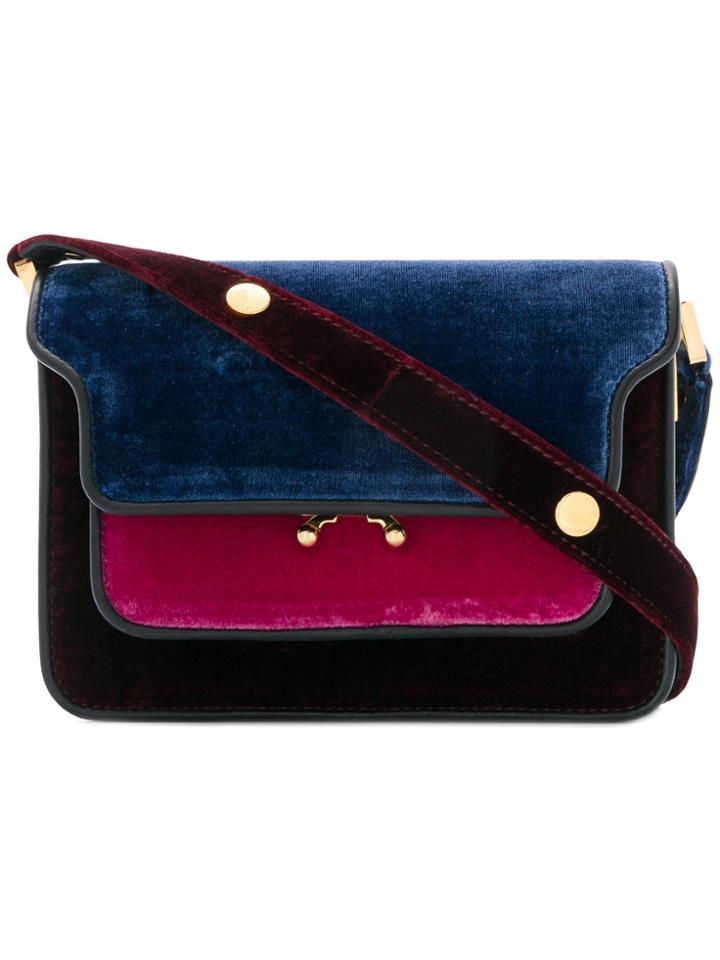Marni Mini Bi Colour Velvet Trunk Cross Body Bag - Black