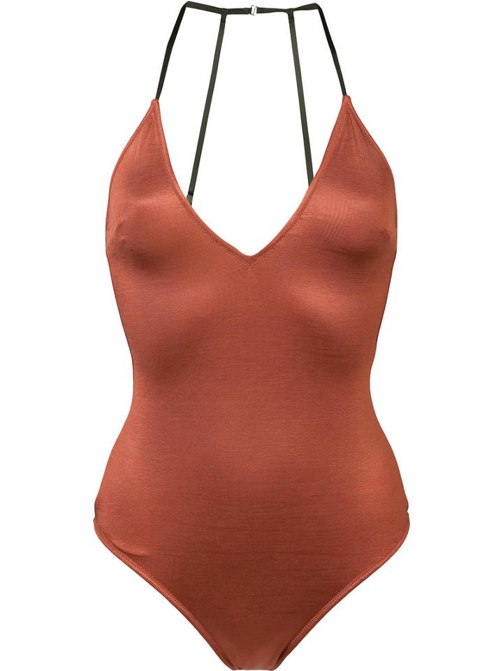 Fleur Du Mal - V-neck Bodysuit - Women - Spandex/elastane/acetate - S, Red, Spandex/elastane/acetate