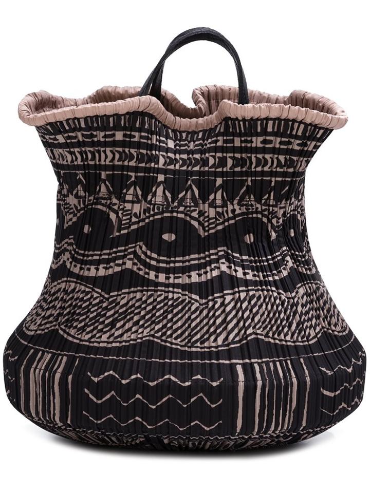 Pleats Please By Issey Miyake Printed Pleated Bucket Tote