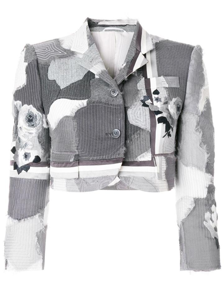 Thom Browne Patchwork Intarsia Sport Coat - Grey