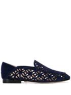 Lola Cruz Embroidered Loafers - Blue