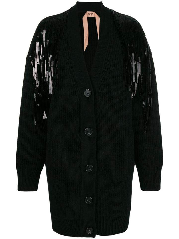 No21 Sequin Midi Cardigan - Black