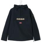 Napapjiri Kids Teen Logo Patch Hooded Jacket - Blue