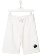 Cp Company Kids Teen Drawstring Fitted Shorts - White