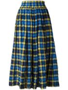 Aspesi Elasticated Waist Checked Skirt, Women's, Size: 40, Yellow, Cotton/lyocell/polyurethane