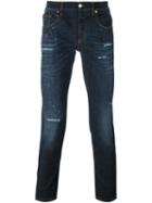Les Hommes Urban Distressed Jeans, Men's, Size: 30, Blue, Cotton/spandex/elastane