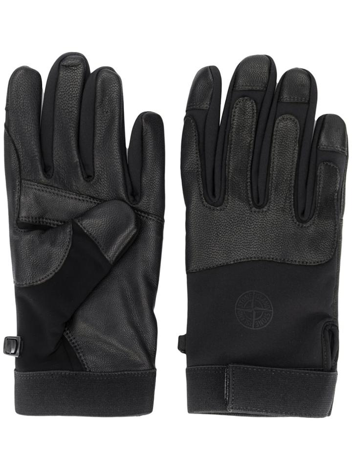 Stone Island Stitched Panel Gloves - Black