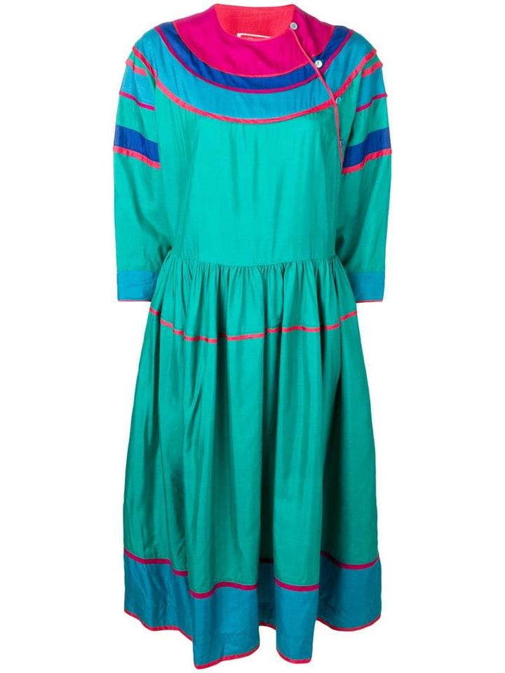 Kenzo Pre-owned Colour Block Silk Dress - Blue