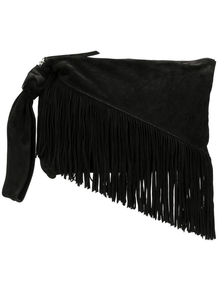 Isabel Marant Farwo Fringed Clutch Bag - Black