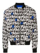 Les Hommes Urban Logo Print Bomber Jacket - Black