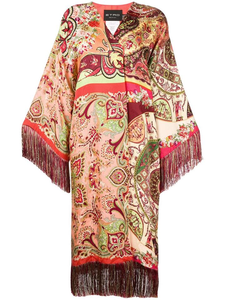 Etro Paisley Print Kimono Coat - Red