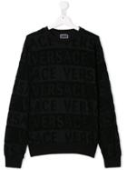 Young Versace Logo Knitted Jumper - Black