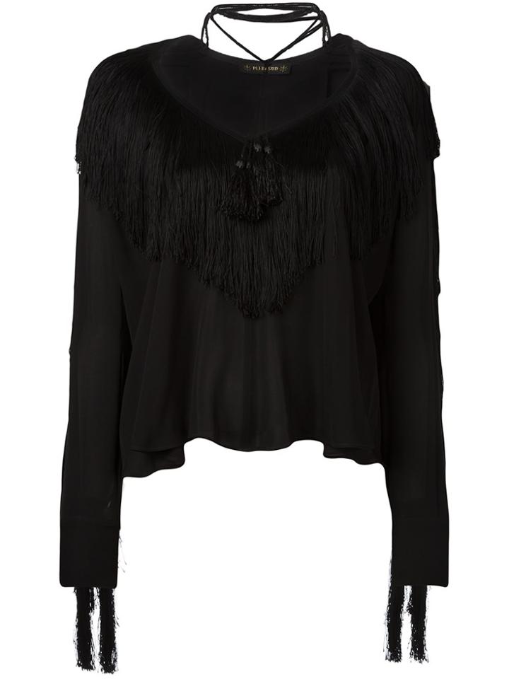 Plein Sud Fringed Blouse - Black