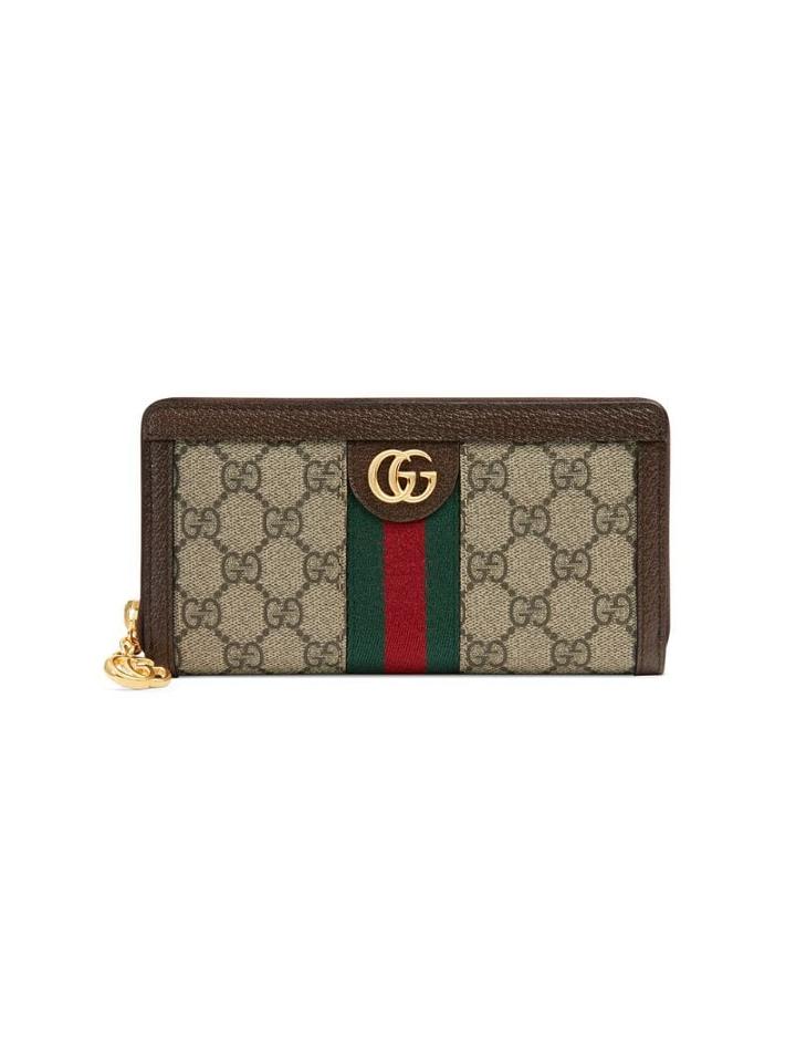 Gucci Beige Ophidia Gg Zip Around Wallet - Neutrals