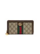Gucci Beige Ophidia Gg Zip Around Wallet - Neutrals