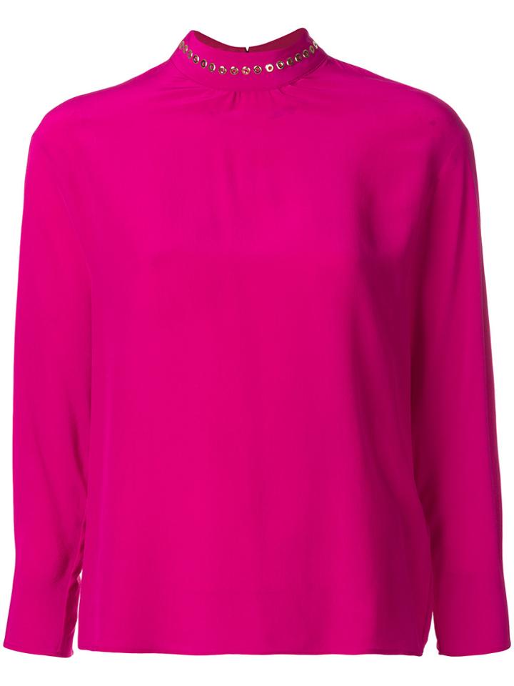 Just Cavalli Studded Collar Blouse - Pink & Purple