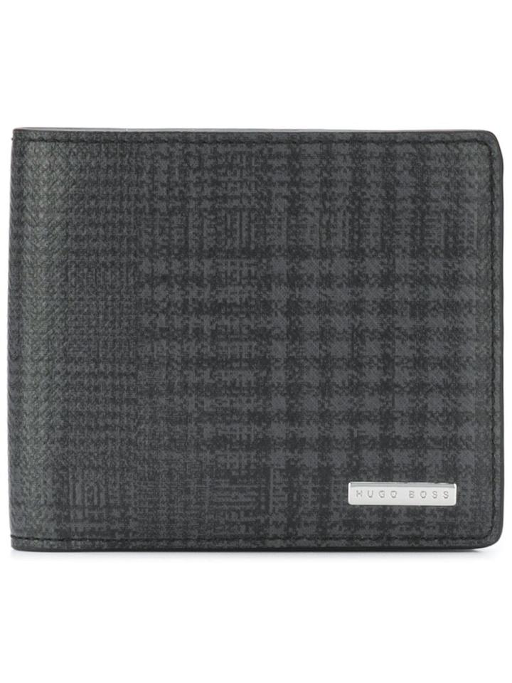 Boss Hugo Boss Checked Logo Plaque Wallet - Grey