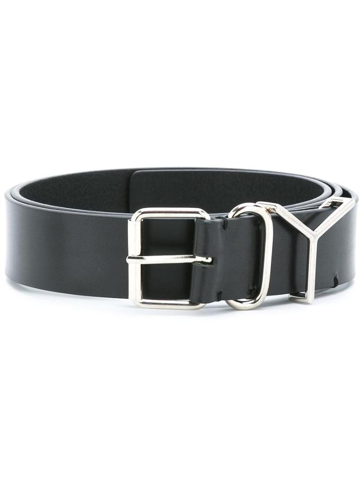 Y / Project Logo Buckle Belt, Adult Unisex, Size: 90, Black, Calf Leather