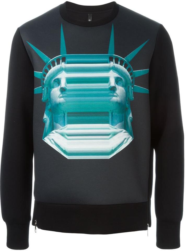 Neil Barrett Statue Of Liberty Sweatshirt, Men's, Size: Medium, Black, Polyurethane/viscose