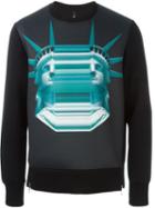 Neil Barrett Statue Of Liberty Sweatshirt, Men's, Size: Medium, Black, Polyurethane/viscose