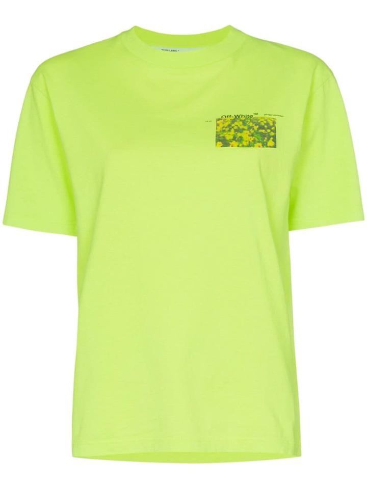 Off-white Woman Logo Flower Back Cotton T-shirt - Yellow