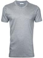 Estnation - V-neck T-shirt - Men - Cotton/lyocell - S, Grey, Cotton/lyocell
