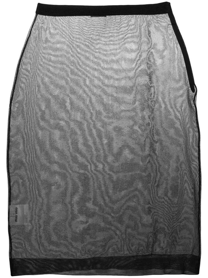 Miu Miu Sheer Pencil Skirt - Black