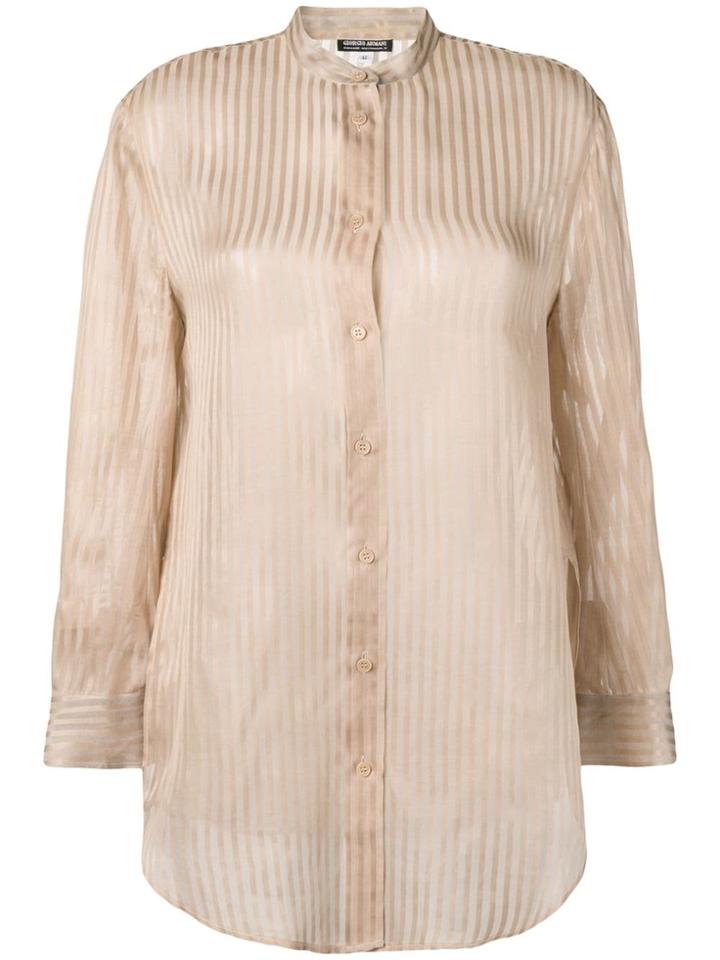 Giorgio Armani Vintage 1980's Semi-sheer Striped Shirt - Neutrals