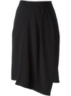 Carven Asymmetric Front Skirt, Women's, Size: 40, Black, Silk/acetate/polyester