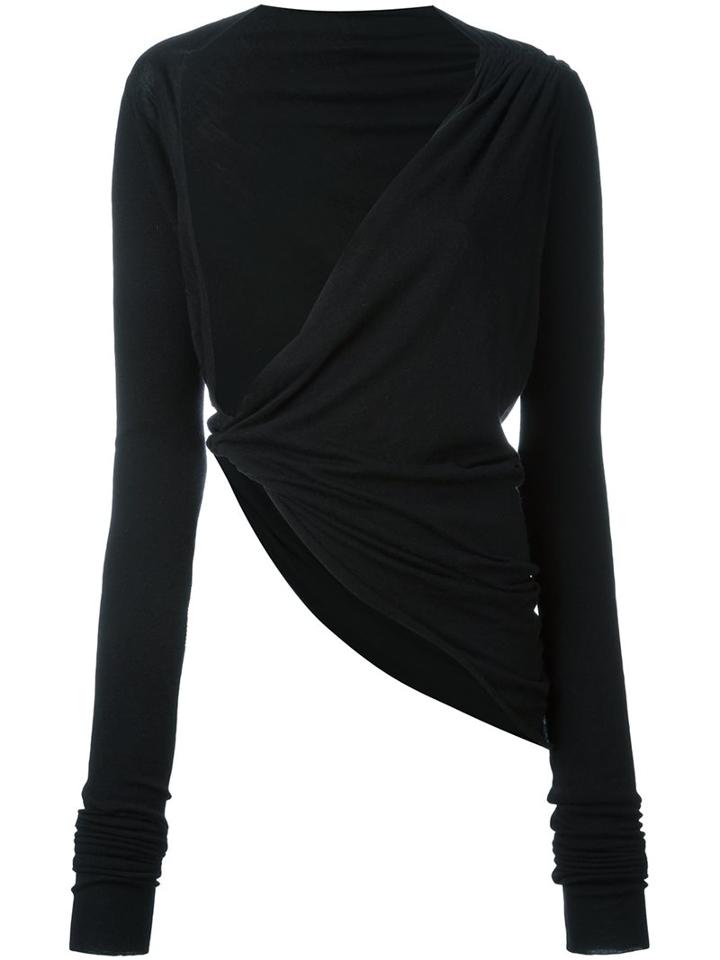 Rick Owens Lilies Twist Detail Top, Women's, Size: 40, Black, Polyamide/viscose/angora/wool