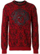 Versace - Embroidered Medusa Jumper - Men - Lamb Skin/wool - 46, Red, Lamb Skin/wool