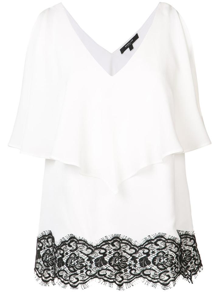 Derek Lam - Lace Detail Ruffled Blouse - Women - Silk - 46, White, Silk