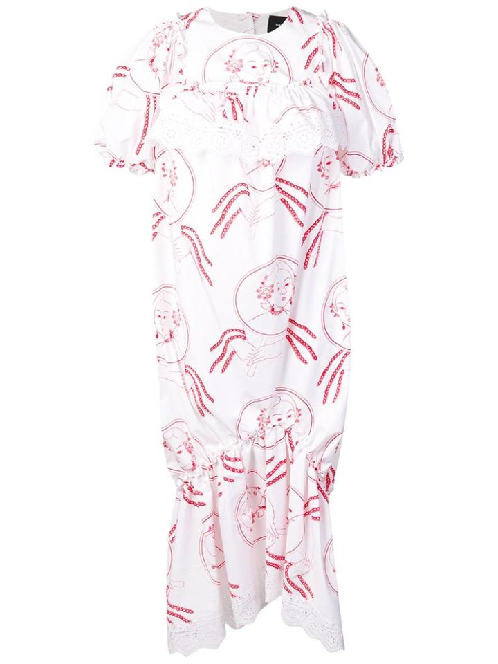Simone Rocha Print Draped Dress - White