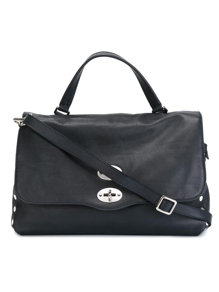 Zanellato Medium Postina Satchel, Women's, Blue, Calf Leather