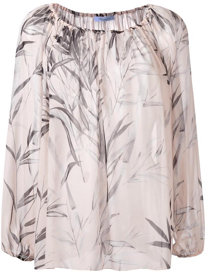 Blumarine Leaves Print Shift Blouse, Women's, Size: 42, Nude/neutrals, Silk