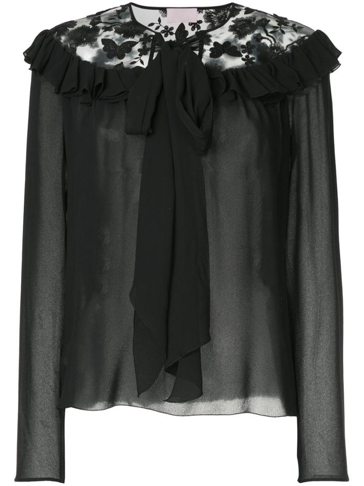 Giamba Butterfly Neck-tie Blouse - Black