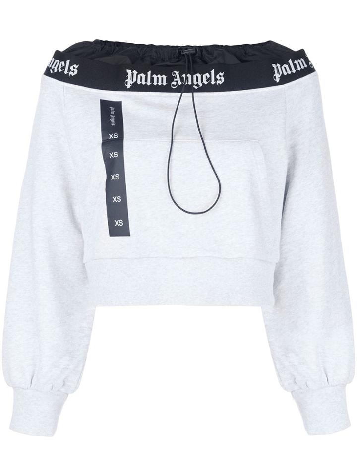 Palm Angels Toggle Fastened Cropped Sweatshirt - Grey